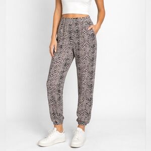 4SI3NNA Black & Beige Animal Print Pants